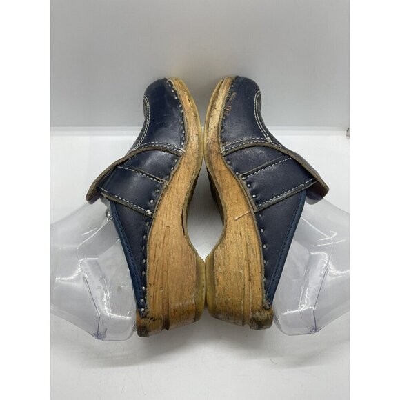 BASTAD ORIGINAL Swedish Wooden Clogs Women's Blue Leather Buckle Slip-on EU 36 6 - Picture 5 of 7